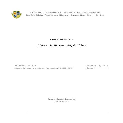 SIGNAL SPECTRA EXPERIMENT 1 - FINALS (for PULA)