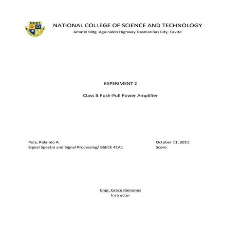 SIGNAL SPECTRA EXPERIMENT 2 - FINALS (for PULA)