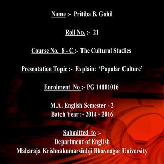 Explain    Popular Culture