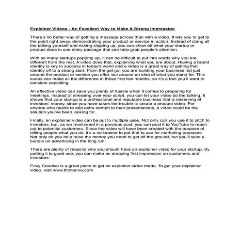 Explainer videos   an excellent way to make a strong impression