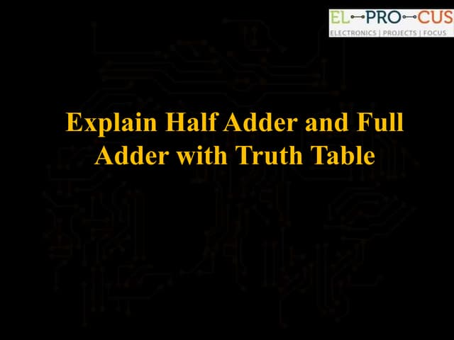 Explain Half Adder and Full Adder with Truth Table