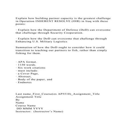 Explain how building partner capacity is the greatest challenge in.docx