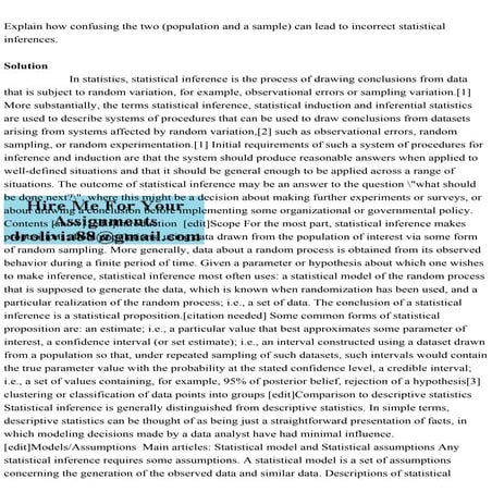 Explain how confusing the two (population and a sample) can lead to .pdf