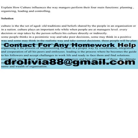 Explain How Culture influences the way mangers perform their four ma.pdf