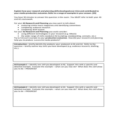 1(a) Research and Planning Essay Plan Grid