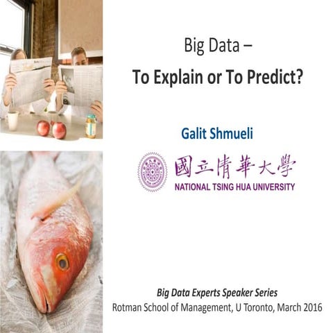 Big Data - To Explain or To Predict?  Talk at U Toronto's Rotman School of Ma...