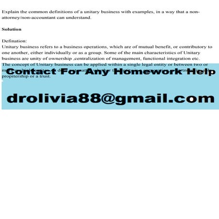 Explain the common definitions of a unitary business with examples, .pdf