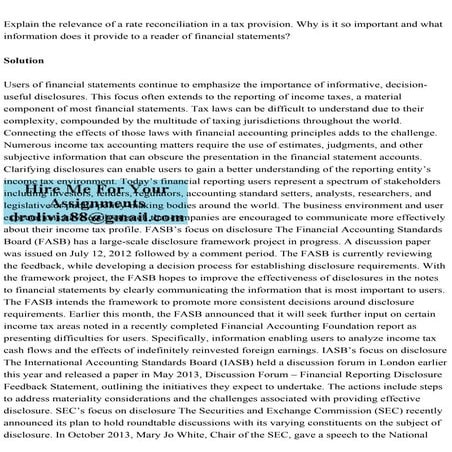 Explain the relevance of a rate reconciliation in a tax provision. W.pdf
