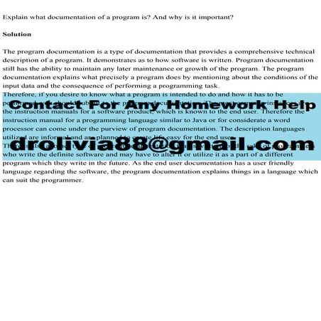 Explain what documentation of a program is And why is it important.pdf
