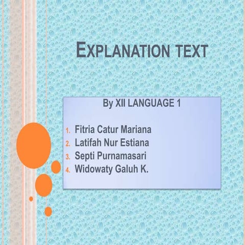 Explanation text presentation
