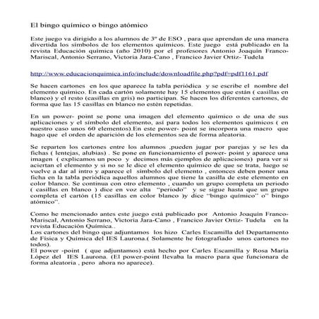 Explicación bingo atomico