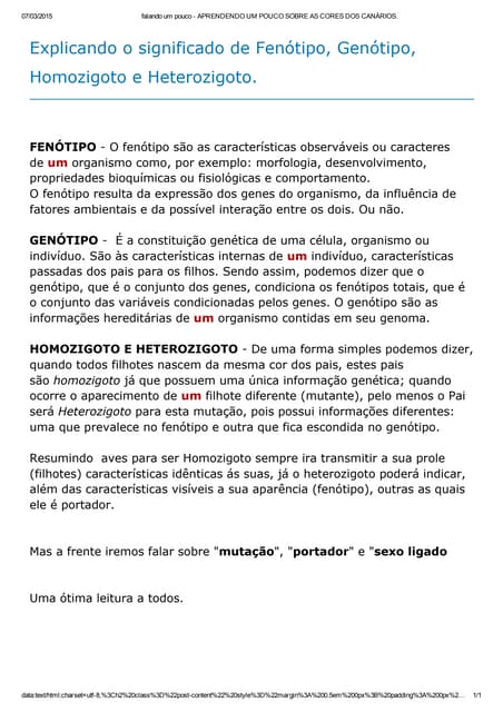 Explicando o significado de fenótip...