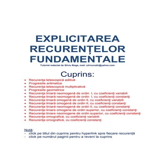 Explicitarea recurentelor fundamentale   s.boga
