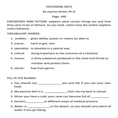 Exploding Ants | DOC
