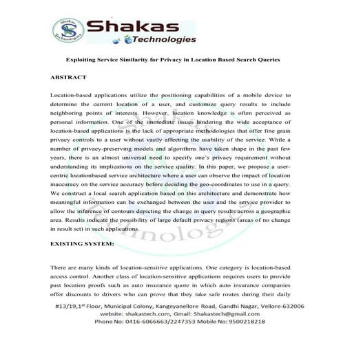 Exploiting service similarity for privacy in location based search queries