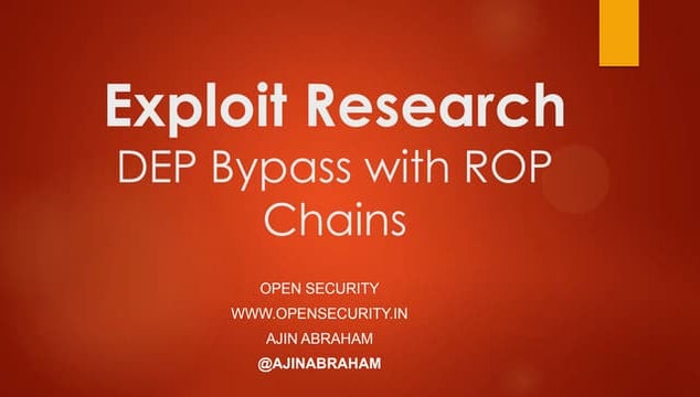 Exploit Research and Development Megaprimer: DEP Bypassing with ROP Chains