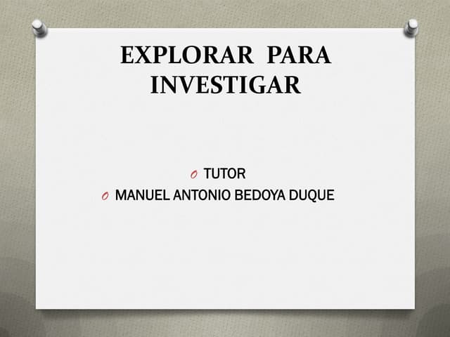 Explorar para investigar
