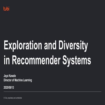 Exploration and diversity in recommender systems