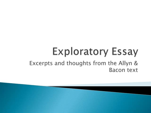 Exploratory essay sample
