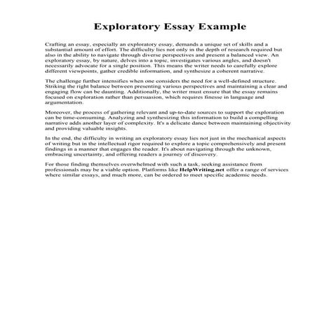 Exploratory Essay Example. Marymount University | PDF