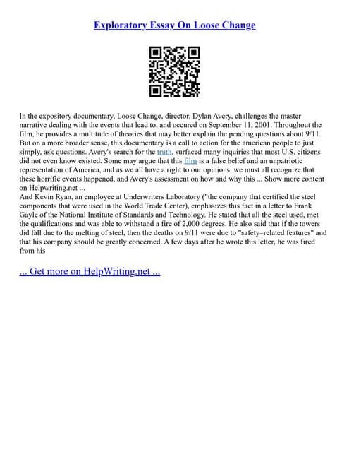 Exploratory Essay On Loose Change