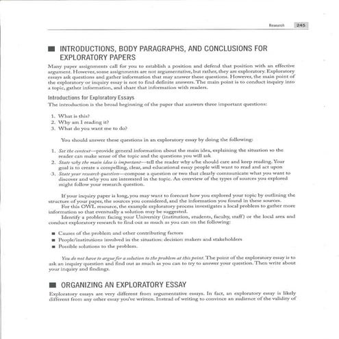 Exploratory essay pre writing materials and sample essay