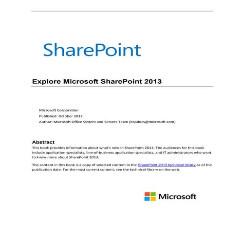 Explore share point-2013