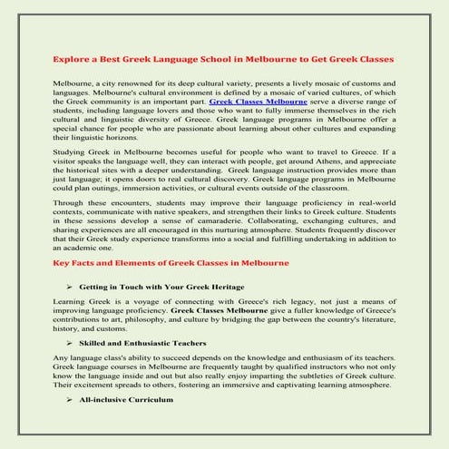 Greek Schools in Melbourne | PPTX