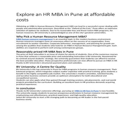 Explore an HR MBA in Pune at affordable costs.docx