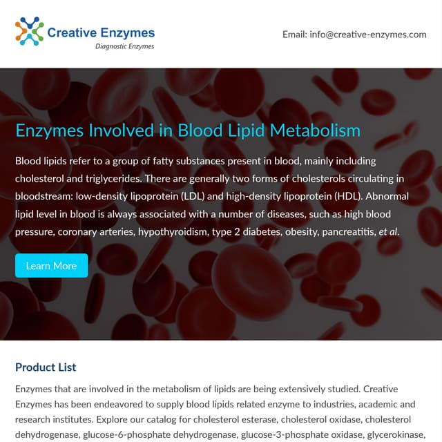 Explore Enzymes Involved in Blood Lipid Metabolism at Creative Enzymes