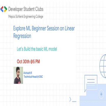 Explore ML Beginner Session on Linear Regression