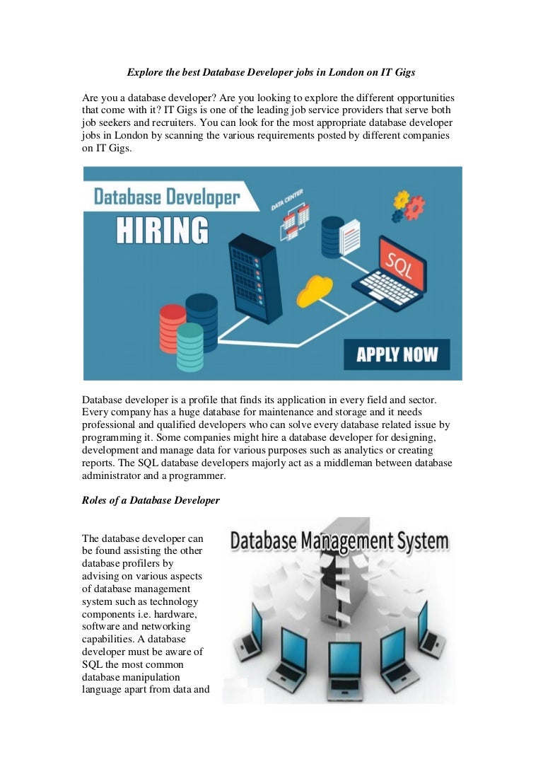 Explore the best database developer jobs in london on it gigs