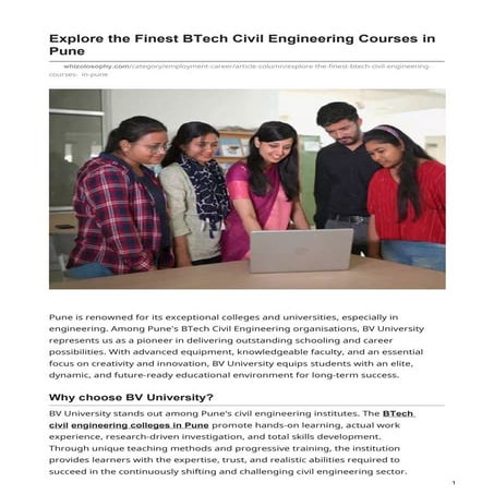 Explore the Finest BTech Civil Engineering Courses in Pune