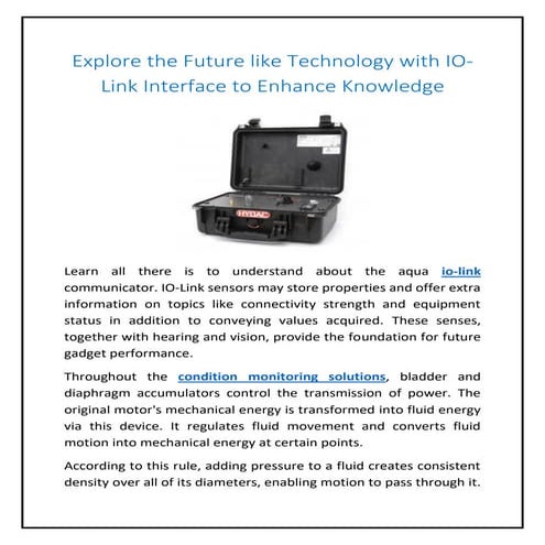 Explore the Future like Technology with IO-Link Interface to Enhance Knowledge