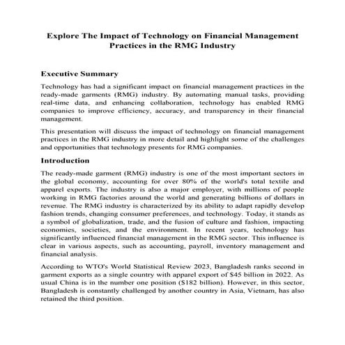 Explore The Impact of Technology on Financial Management Practices in ...