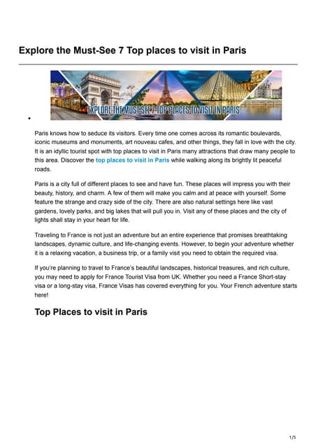 Explore The Must See 7 Top Places To Visit In Paris Pdf Explore The Must See 7 Top Places To Visit In Paris Pdf