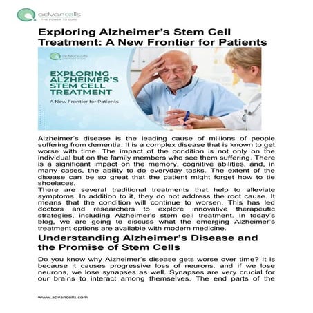 Exploring Alzheimer’s Stem Cell Treatment: A New Frontier for Patients ...