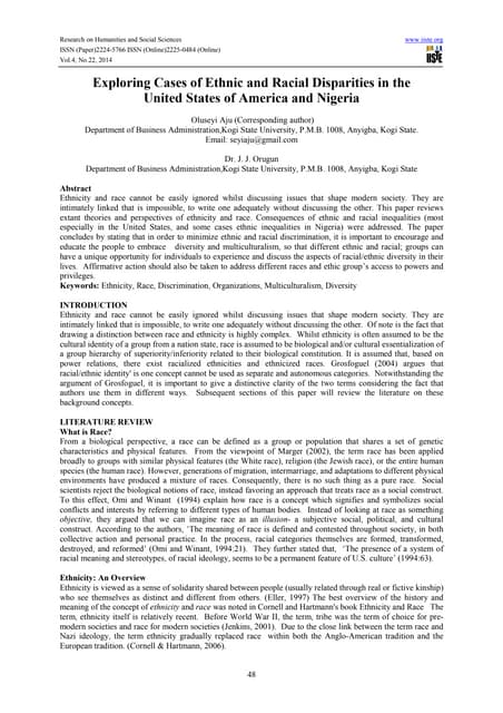 Exploring cases of ethnic and racial disparities in the