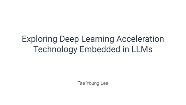 Exploring Deep Learning Acceleration Technology Embedded in LLMs