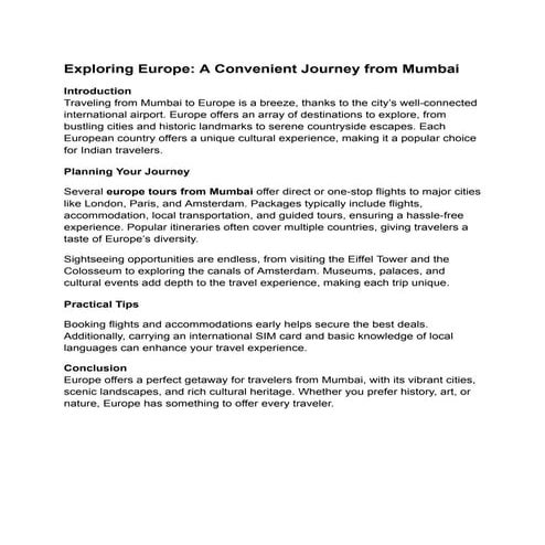 Exploring Europe_ A Convenient Journey from Mumbai.pdf