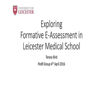 Exploring formative assessment in Leicester Medical School