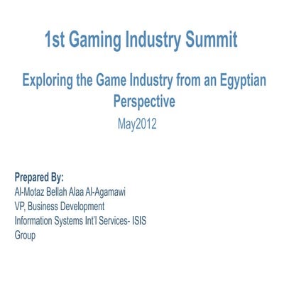Exploring game industry from an Egyptian perspective 