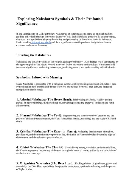 Rohini Nakshatra. | DOCX | Astrology | Religion & Spirituality