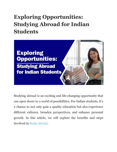 Top 10 Benefits Of Studying Abroad | PDF