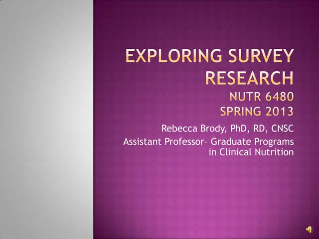 Exploring survey research 3 13 with audio