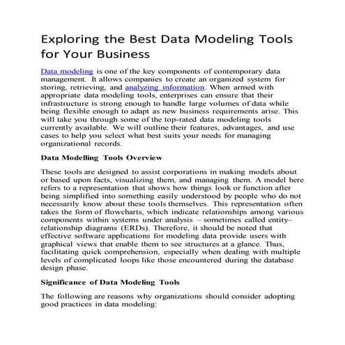 Exploring the Best Data Modeling Tools for Your Business