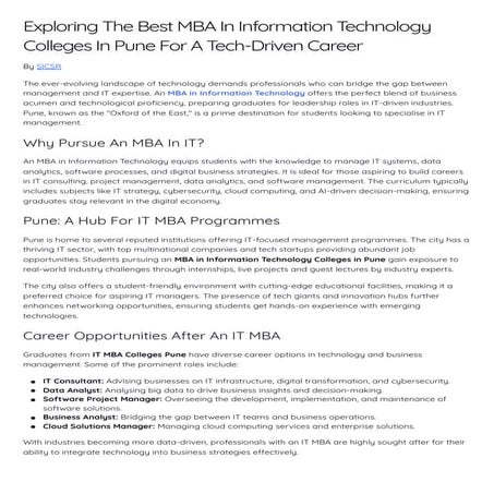 Top MBA in Information Technology Colleges in Pune | Best IT MBA ...