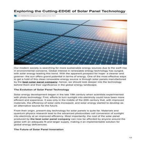 Exploring the Cutting-EDGE of Solar Panel Technology