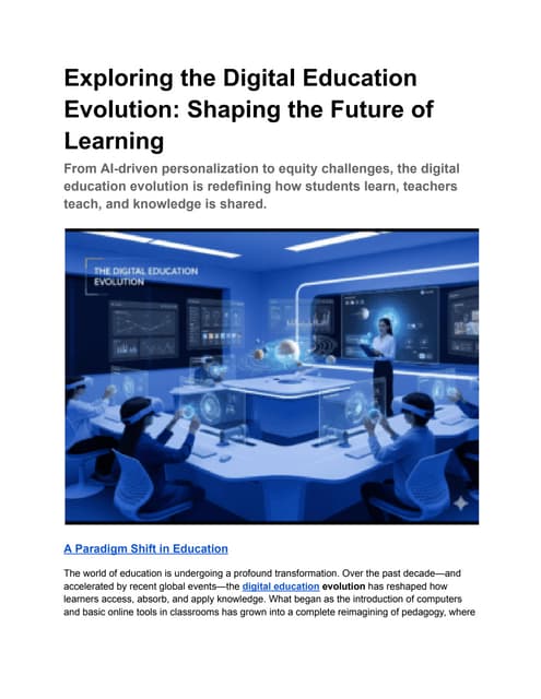 Exploring the Digital Education Evolution_ Shaping the Future of ...