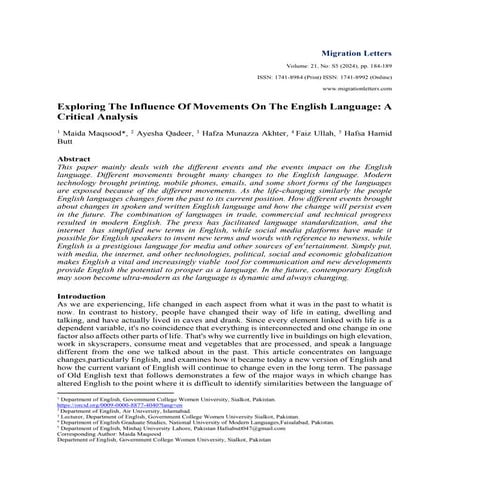 Exploring The Influence Of Movements On The English Language: A  Critical Ana...
